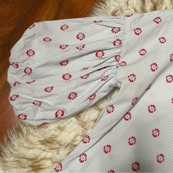 Loft puff sleeve embroidered poplin top - Picture 9 of 10